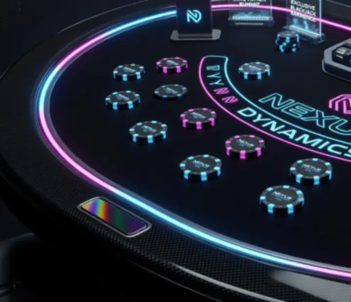 Personalizowany stół blackjack z neonowym motywem wydarzenia